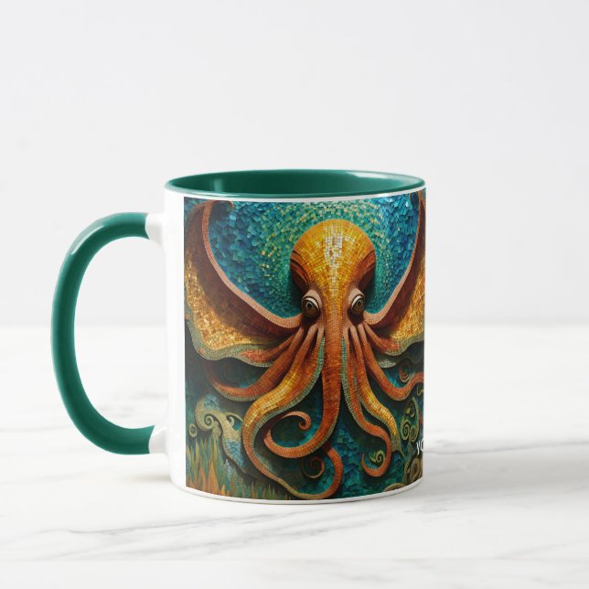 Taza Fantasy Cute Vivid Octopus Hermoso Mosaico (Izquierda)