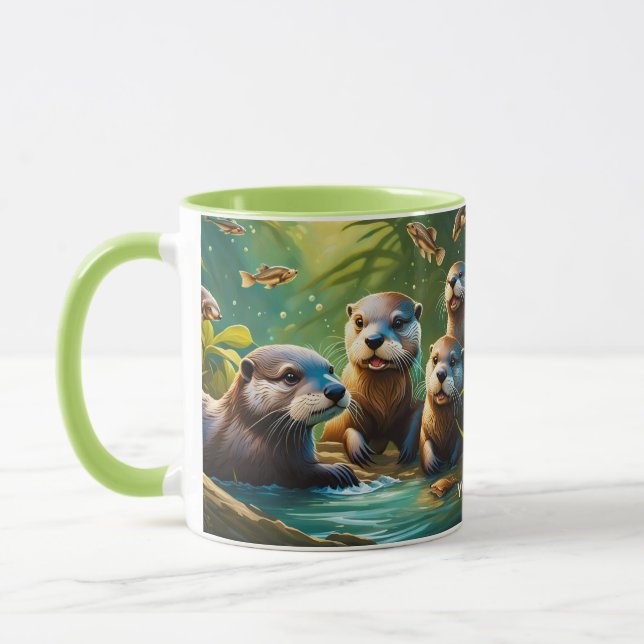 Taza Fantasy Cute Vivid Otter Family Fish (Izquierda)