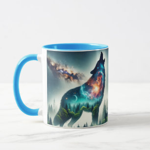 Taza Fantasy Cute Wolf Forest Space
