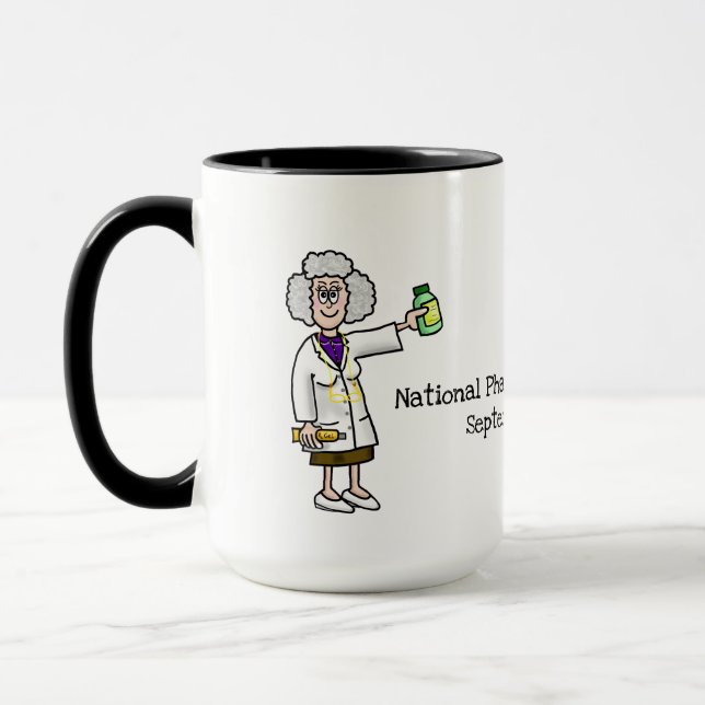 Taza Farmacéutica femenina de edad Mug Pharmacists Day (Izquierda)