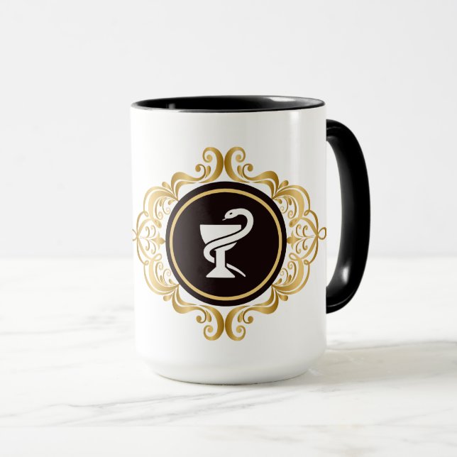 Taza Farmacia Hygieia Símbolo médico Mug (Anverso derecho)