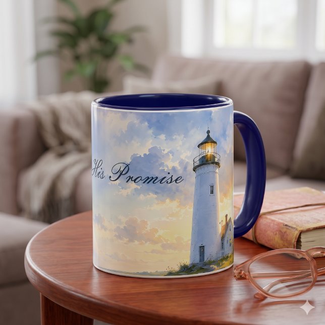 Taza Faro Arcoíris Acuarela Costera (Rainbow Lighthouse Coastal Watercolor Mug)