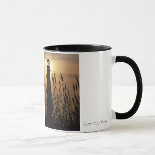 Taza Faro de Cape May NJ en la puesta del sol