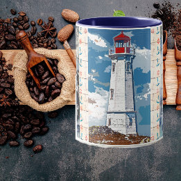 Taza Faro de las olas del océano azul de Best Dad