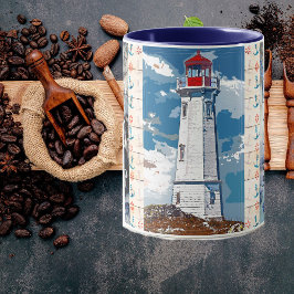 Taza Faro de las olas del océano azul de Best Dad