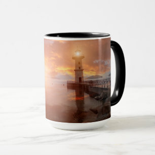 Taza Faro en el atardecer