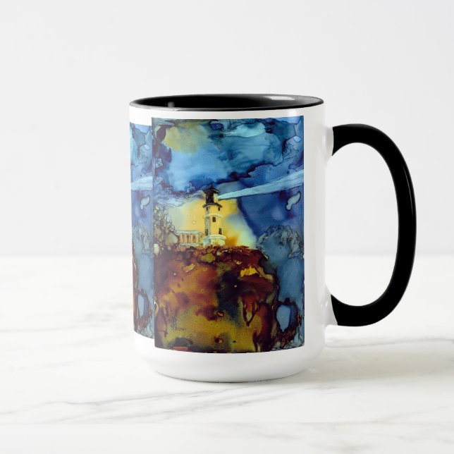 Taza Faro partido de la roca en la noche (Derecha)