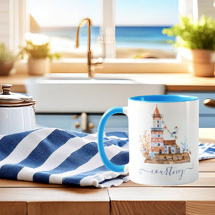 Taza Faro personalizado acuarela