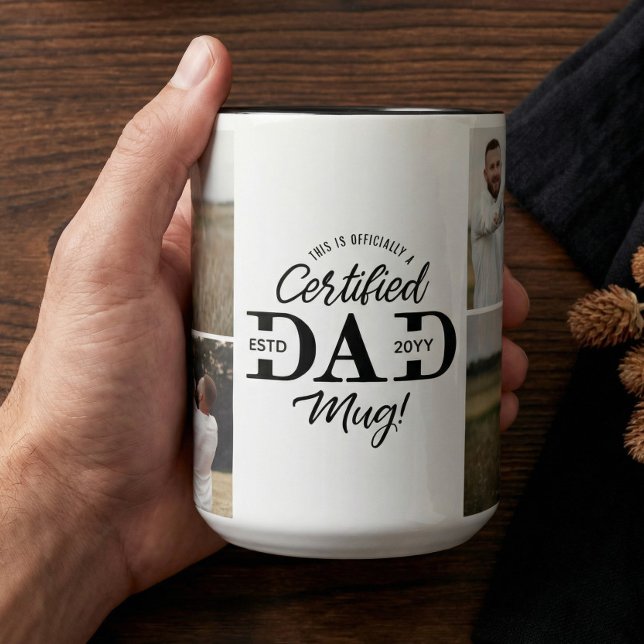 Taza Father’s Day Certified Dad Mug Dad Photo Collage (Father’s Day Certified Dad Mug Dad Photo Collage)