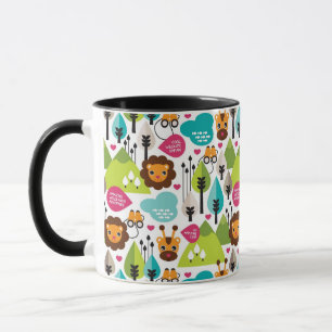 Taza fauna retra del león del safari de los niños