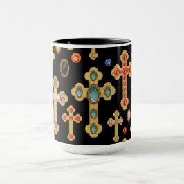 Taza Faux Birthstone cruza y suelta joyas en negro