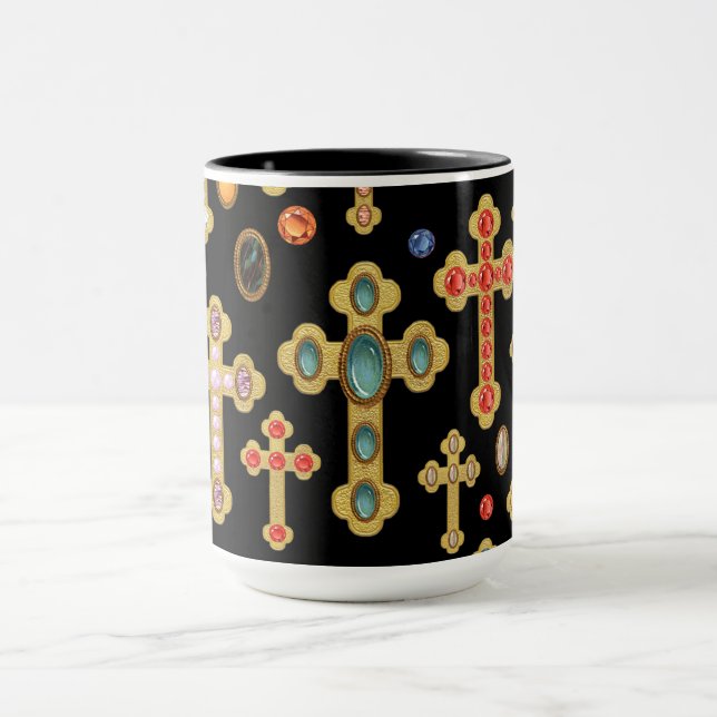 Taza Faux Birthstone cruza y suelta joyas en negro (Centro)