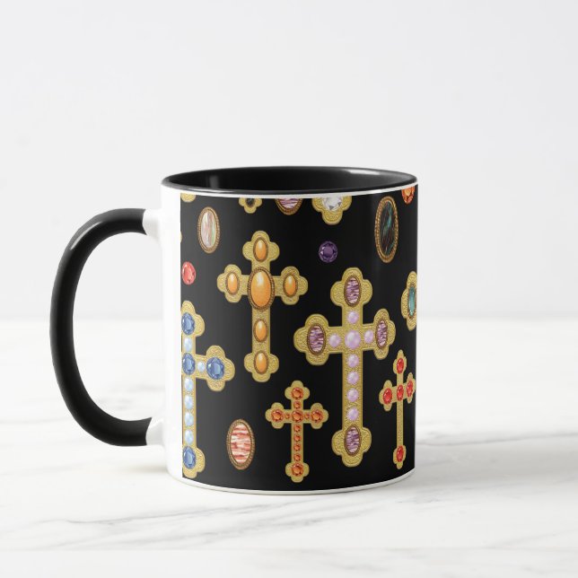 Taza Faux Birthstone cruza y suelta joyas en negro (Izquierda)