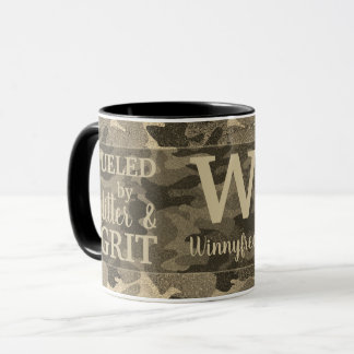 Taza Faux Gold Metallic Camouflage Glitter Monogram