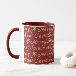 Taza Faux Gold & Red Merry Christmas Letters