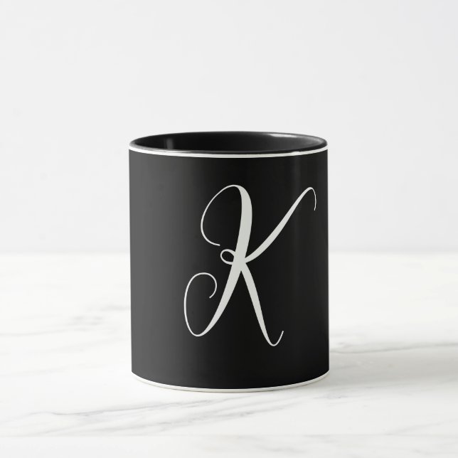 Taza Favor de boda con monograma Partido regalo negro b (Centro)