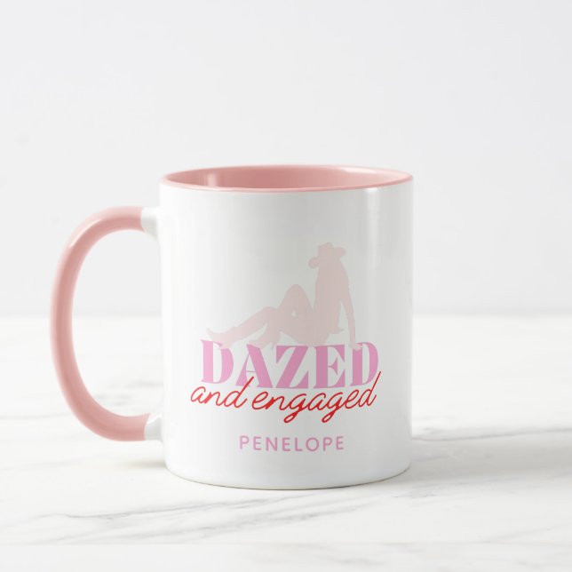 Taza Favor de despedida de soltera rosa aturdida y prom (Izquierda)