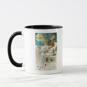 Taza Fe de Halloween en torno a mujer durmiente