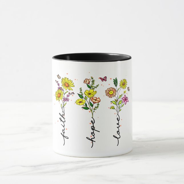 TAZA "FE, ESPERANZA, AMOR, CITA CRISTIANA (Centro)