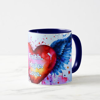 Taza Fe. Esperanza. Amor. tazón de café