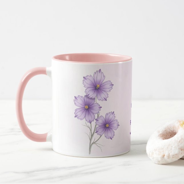 Taza Febrero Mes de Nacimiento Flor Café Mug (Con donut)