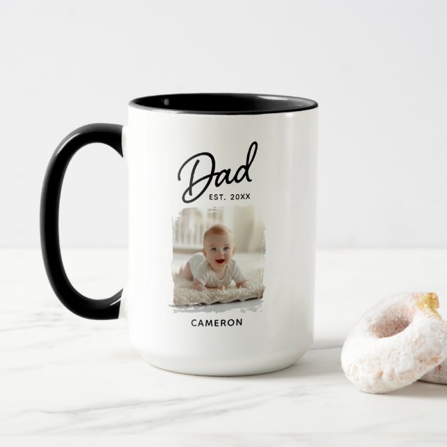 Taza Fecha establecida de la foto de papá (Con donut)