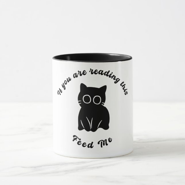Taza Feed Me Cat Lover Mug - Minimalist Humor Design (Centro)
