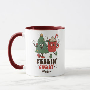 Taza Feelin' Jolly Navidades Holidays Funny Retro Name