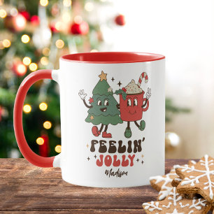 Taza Feelin' Jolly Navidades Holidays Funny Retro Name