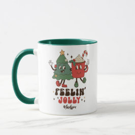 Taza Feelin' Jolly Navidades Holidays Funny Retro Name