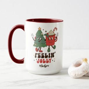Taza Feelin' Jolly Navidades Holidays Funny Retro Name
