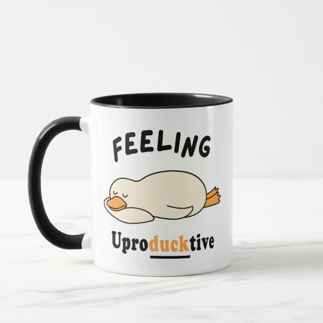 Taza Feeling Unproductive Funny Sleeping Duck Meme (Izquierda)