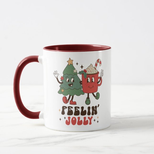 Taza Feelin'Jolly Navidades Holidays Funny Retro (Izquierda)