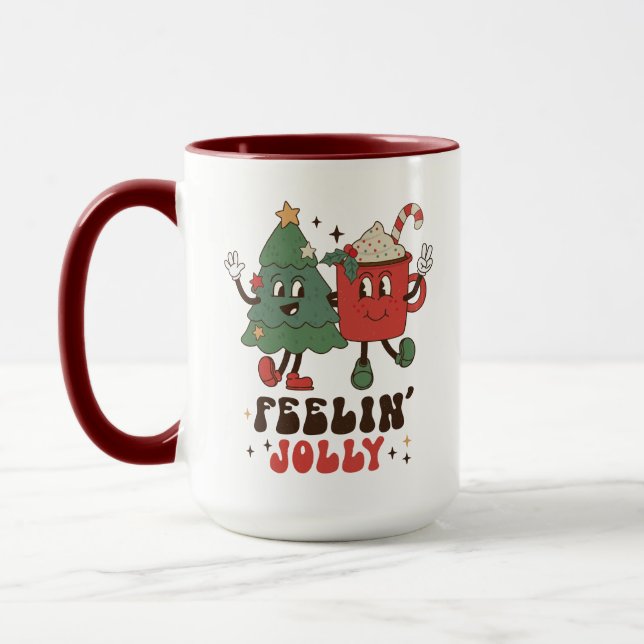 Taza Feelin'Jolly Navidades Holidays Funny Retro (Izquierda)