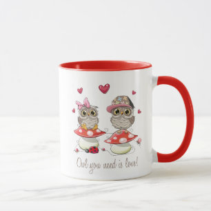 Taza Felices búhos de San Valentín