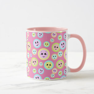 Taza Felices caras en pastel - divertidas y lindas