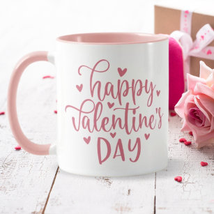 Taza Felices corazones rosados del Día de San Valentín