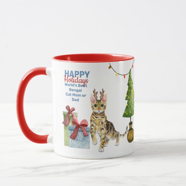 Taza Felices fiestas, Navidades de gatos de BENGAL o de (Izquierda)