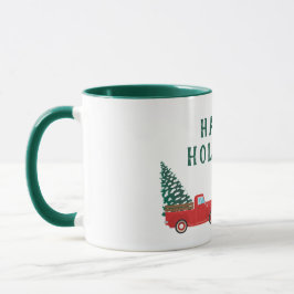 Taza Felices Fiestas Pequeñas camionetas de recolección