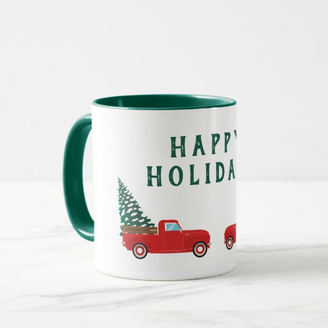 Taza Felices Fiestas Pequeñas camionetas de recolección (Anverso izquierdo)