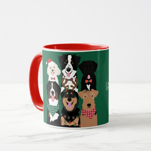 Taza Felices Fiestas, Perros Cute (Anverso izquierdo)