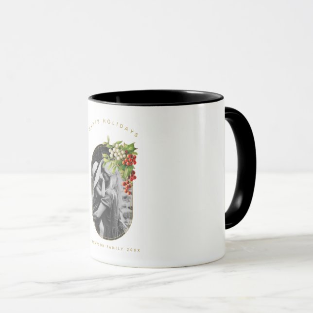 Taza Felices fiestas Personalizado Foto Navidades famil (Anverso derecho)