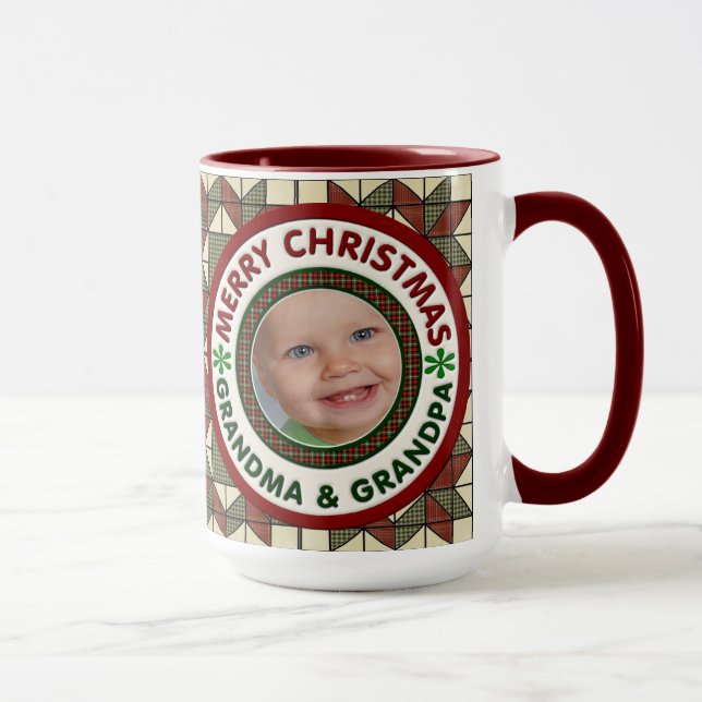Taza Felices Navidad abuela y foto del día de fiesta (Derecha)