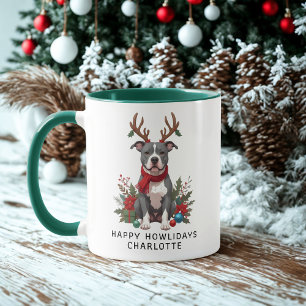 Taza Felices Navidades de perros de Pittbull