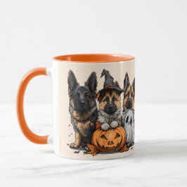 Taza Felices perros pastores alemanes de Halloween