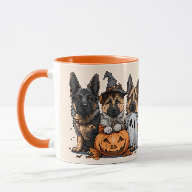Taza Felices perros pastores alemanes de Halloween (Izquierda)