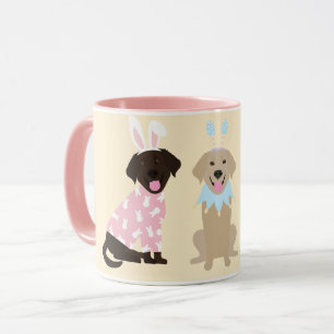 Taza Felices perros recuperadores de Labrador de Pascua