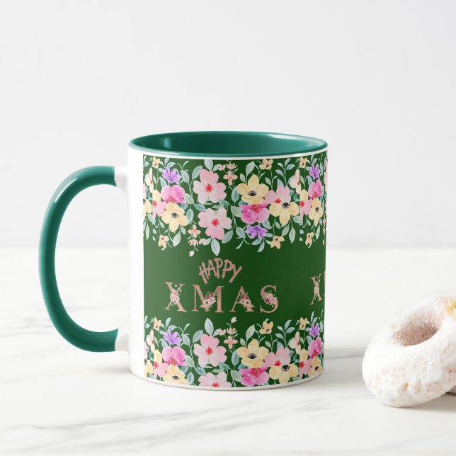 Taza Felices vacaciones de Navidades Elegantes (Con donut)
