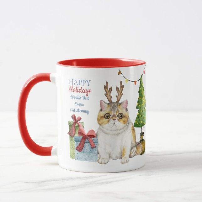 Taza Felices vacaciones Navidades de gatos exóticos y P (Izquierda)