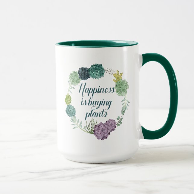 Taza Felicidad en las plantas | La felicidad es comprar (Derecha)